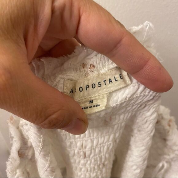 Aeropostale White Floral Strapless smocked Convertible Dress skirt midi beachy M - Picture 5 of 11